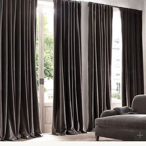 RH Restoration Hardware Vintage Velvet French Pleat Drapes Grey 46x108